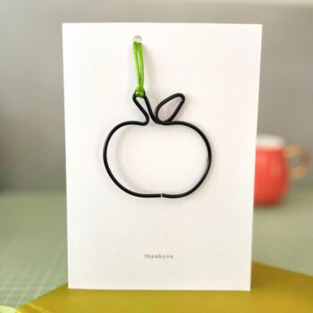 Handmade Teacher Thankyou Card With Wire Apple Keepsake, 2 of 9