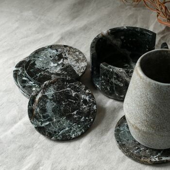 Black Marble Coaster Nest And Holder, 4 of 6