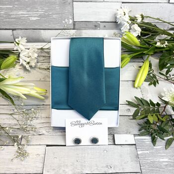 Blue Teal Wedding Tie Set, 9 of 10