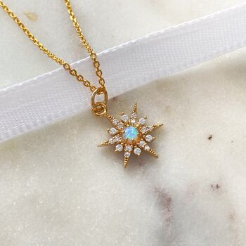 Opal Shining Star Celestial Pendant Necklace, 2 of 3