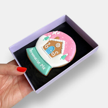 Vegan Personalised Snow Globe Letterbox Cookie, 3 of 10