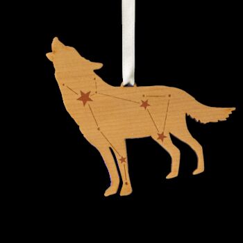 Lupus Wolf Constellation Wooden Christmas Decoration, 2 of 4