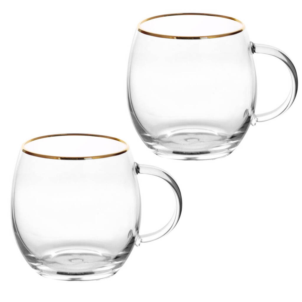 Luxury Gold Rim Glass Coffee Mugs By Dibor
