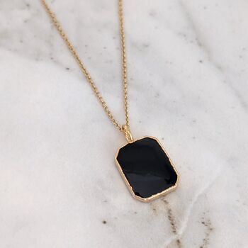 'The Rectangle' Black Tourmaline Gold Plated Necklace, 2 of 7