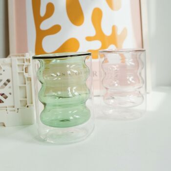Double Layered Ripple Wave Glass Cup Mug Three Colours, 7 of 7