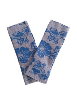 Women's Floral Cashmere Wrist Warmers Blue, 8 of 8