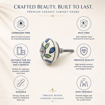Ocean Leaf Round Shaped Ceramic Drawer Knobs, 3 of 9