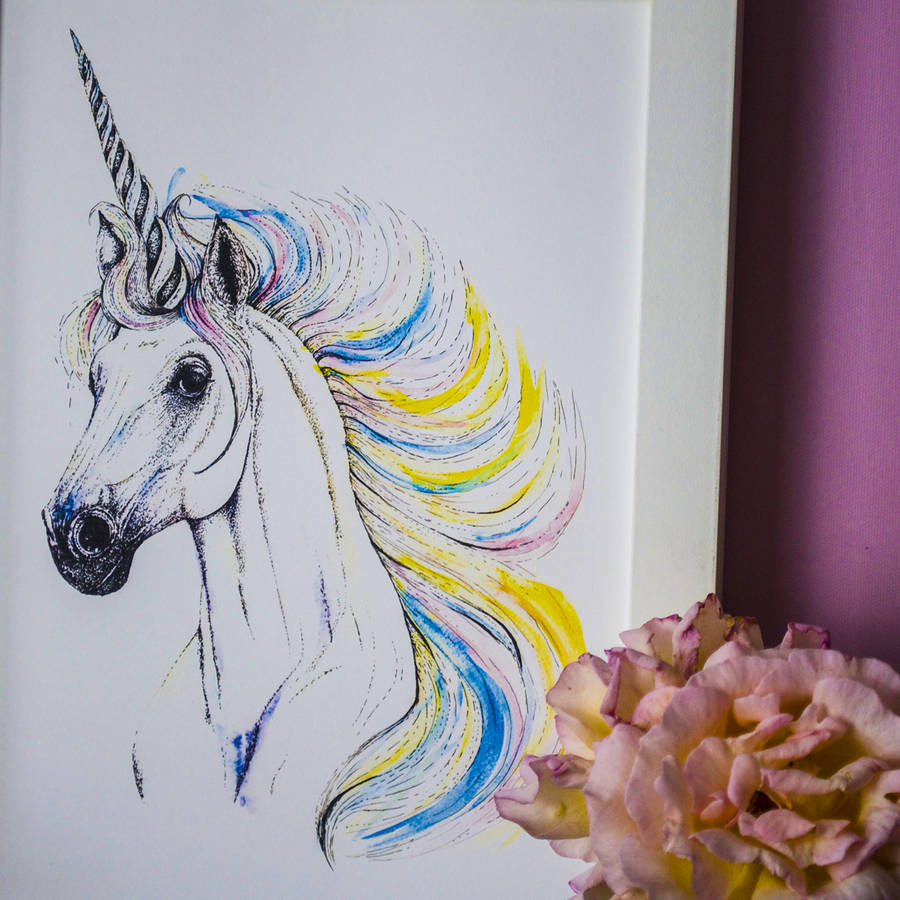 rainbow unicorn print by ella johnston art & illustration