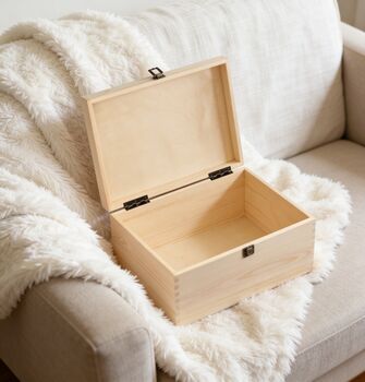 Personalised New Baby Woodland Animals Large Wooden Keepsake Box, 2 of 3