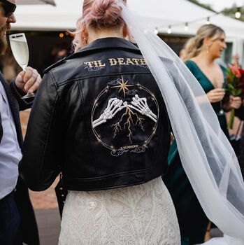 Cropped Black Till Death Celestial Bridal Jacket, 2 of 6