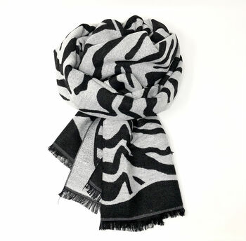 Zebra Print Cashmere Blend Soft Blanket Scarf, 7 of 11