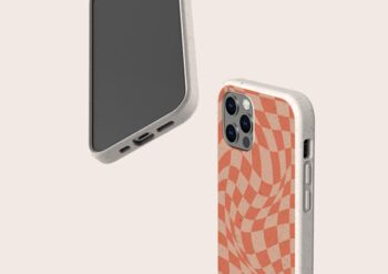 Red Wavy Check Biodegradable Phone Case, 5 of 9