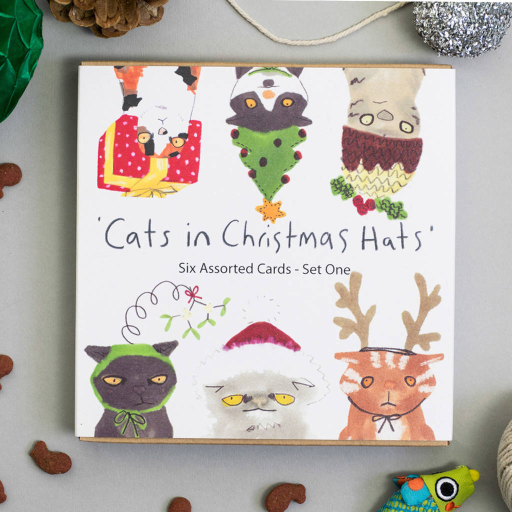Christmas Cards Packs Cats In Hats Assortment Sets, 1 of 12