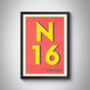 N16 Stoke Newington London Postcode Typography Print, thumbnail 5 of 11