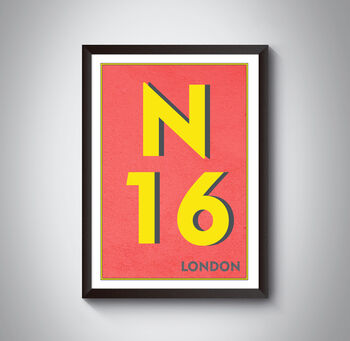 N16 Stoke Newington London Postcode Typography Print, 5 of 11