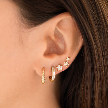 Gold Trio Star Stud Earring, 2 of 4