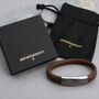 Men's Personalised Leather Plait Bracelet With Message, thumbnail 7 of 8