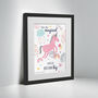 Personalised Unicorn Children’s Nursery Framed Print, thumbnail 9 of 10