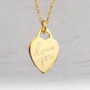 Yellow Gold Handwriting Mini Heart Necklace, thumbnail 1 of 7
