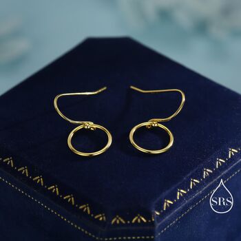 Open Circle Drop Hook Earrings In Sterling Silver, 6 of 12