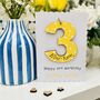 Personalised 3rd Birthday Card Wooden Number Gift, thumbnail 3 of 4