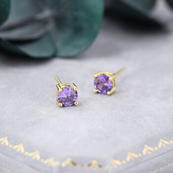 Amethyst Purple Cz Stud Earrings, 4 of 11
