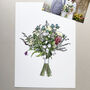 Wedding Bouquet Custom Hand Drawn Illustration Portrait, thumbnail 1 of 5