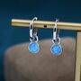 Sterling Silver Dangling Blue Opal Hoop Earrings, thumbnail 1 of 11