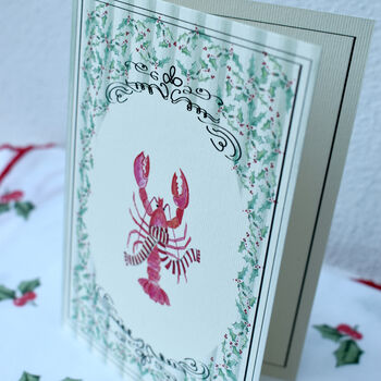 Festive Lobster And Holly Card, 2 of 5