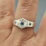 Light Keeper Signet Star Set Birthstone Hexagon Ring, thumbnail 3 of 6