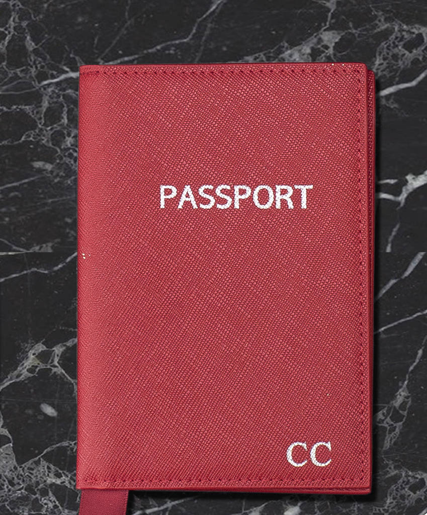 personalised leather passport and luggage tag set by magpie decor