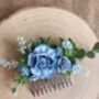 Dusky Blue Wedding Flower Hair Comb, thumbnail 4 of 5