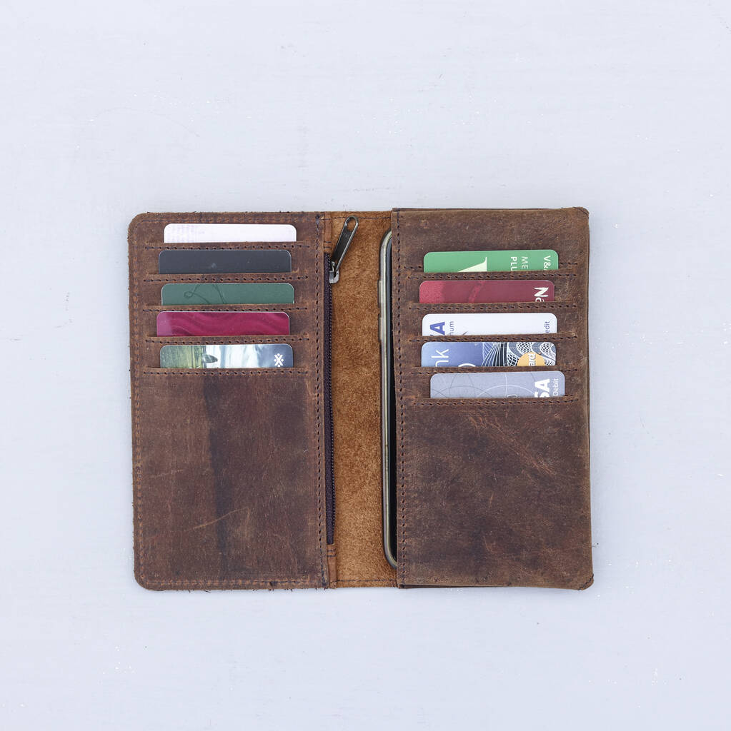 Personalised Bifold Leather Wallet And Smartphone Case, 1 of 11