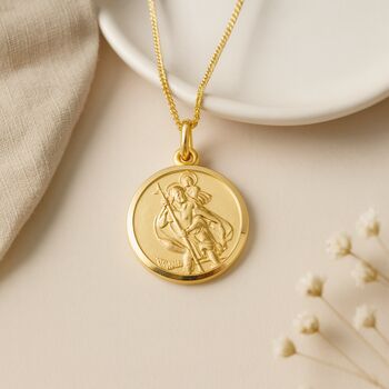 Personalised Gold Plated Sterling Silver St Christopher Necklace, 4 of 10