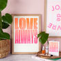Love Always Orange Pink Gradient Print, thumbnail 1 of 6