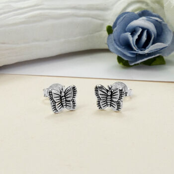 Sterling Silver And Gold Tiny Butterfly Stud Pack, 3 of 4