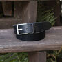 Premium Handmade Black English Leather Mens Belt, thumbnail 2 of 6