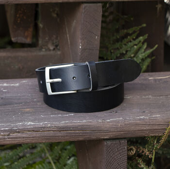 Premium Handmade Black English Leather Mens Belt, 2 of 6
