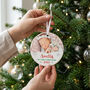 My First Christmas Photo Ceramic Disc Hanging Decoration Bauble + Gift Box, thumbnail 2 of 8