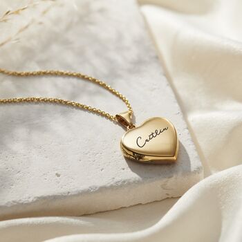 Script Name Heart Locket Necklace, 3 of 8