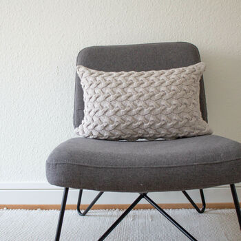 Contemporary Cable Cushion Hand Knit In Grey, 4 of 6