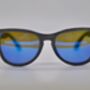 Boatmans Recycled Denim Frame And Blue Lens Sunglasses, thumbnail 9 of 11