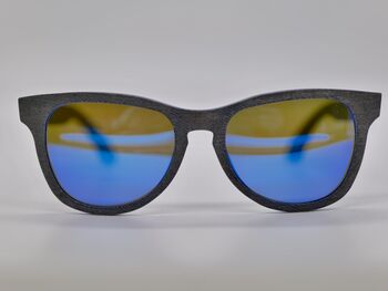 Boatmans Recycled Denim Frame And Blue Lens Sunglasses, 9 of 11