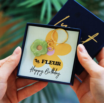 Happy Birthday Initial And Flower Keyring, 4 of 9