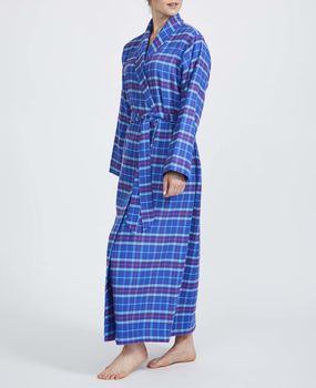 Women's Ultra Violet Tartan Two Fold Flannel Robe, 4 of 5