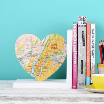 Map Location Heart Bookend Wedding Or Anniversary Gift, 2 of 5
