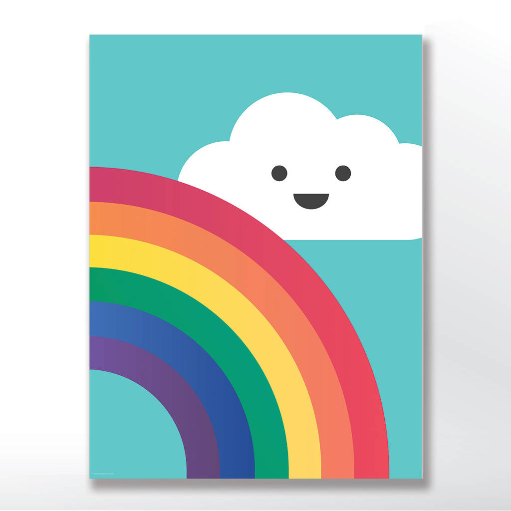 Rainbow And Cloud Children's Poster By Lime Lace | notonthehighstreet.com