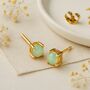 Solid 9ct Yellow Gold October Ethiopian Opal Birthstone Stud Earrings, thumbnail 3 of 7