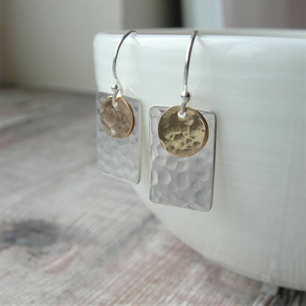 Hammered Silver Rectangle Earrings By Hazey Designs ...