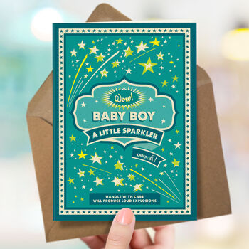 New Baby Boy Card ‘Little Sparkler’, 3 of 4
